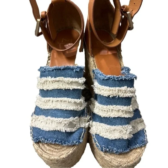 NWOT Marc Fisher ‘Adria’ Denim Espadrille Heels Size 7.5 - Picture 4 of 11